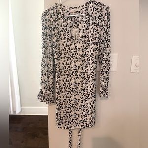 Loft shirt dress with tie - XS - leopard print with subtle pink